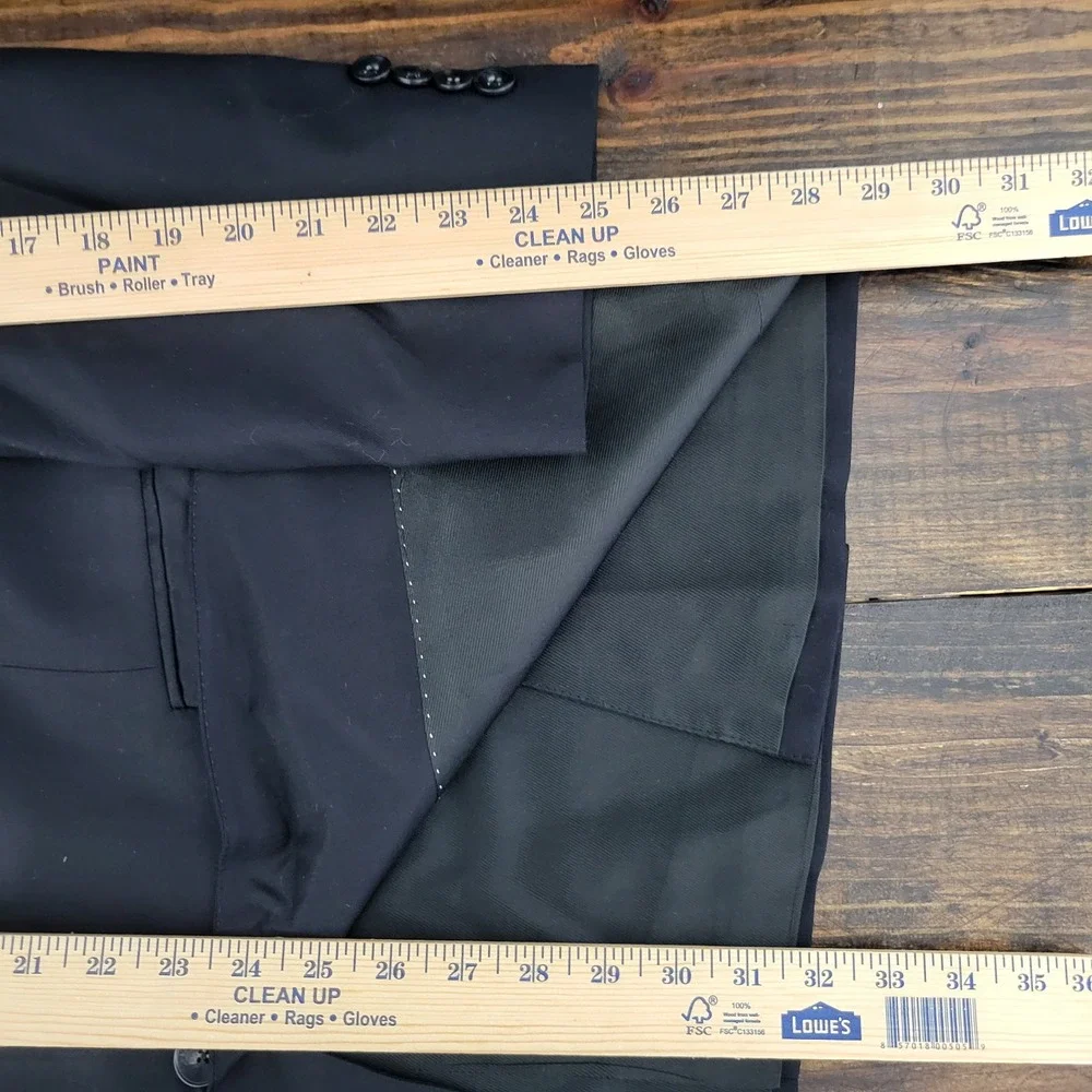 Hart Schaffner Marx Men's Sport Coat Blazer Two Button‎ Black Twill Wool 44L